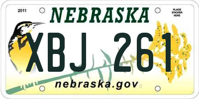 NE license plate XBJ261