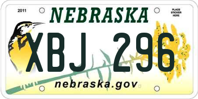 NE license plate XBJ296