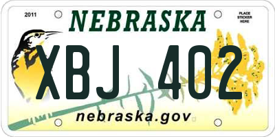 NE license plate XBJ402