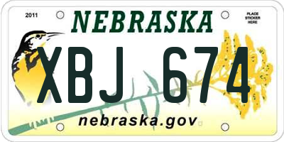 NE license plate XBJ674