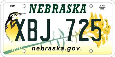 NE license plate XBJ725