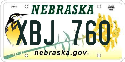 NE license plate XBJ760