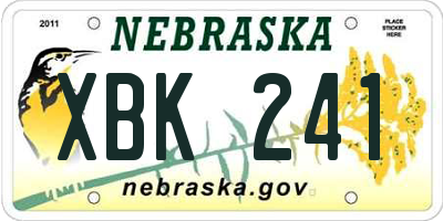 NE license plate XBK241