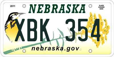 NE license plate XBK354