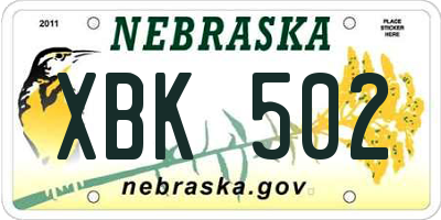 NE license plate XBK502