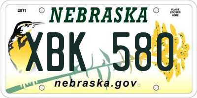 NE license plate XBK580