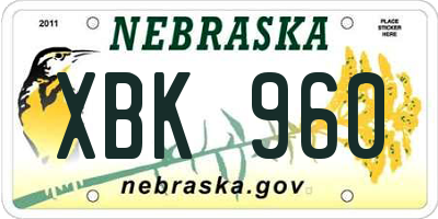 NE license plate XBK960
