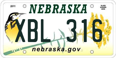 NE license plate XBL316