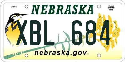 NE license plate XBL684