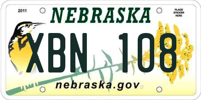 NE license plate XBN108
