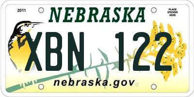 NE license plate XBN122