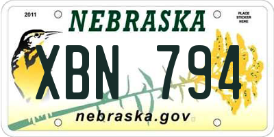 NE license plate XBN794