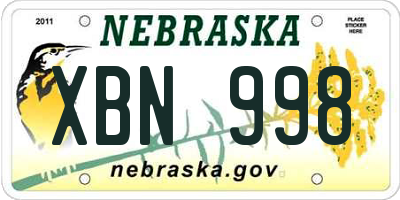 NE license plate XBN998
