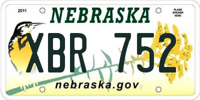 NE license plate XBR752