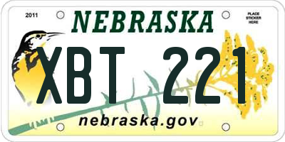 NE license plate XBT221
