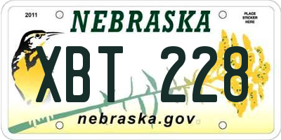 NE license plate XBT228