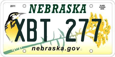 NE license plate XBT277