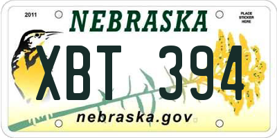 NE license plate XBT394
