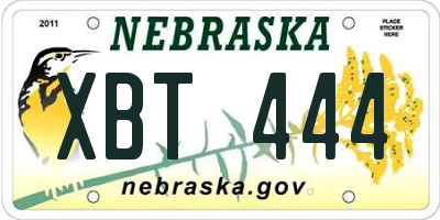 NE license plate XBT444