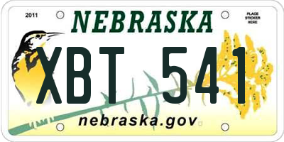 NE license plate XBT541