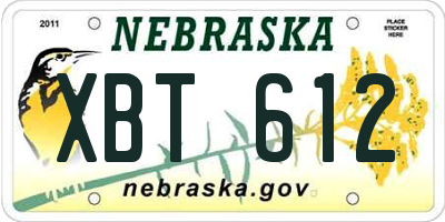 NE license plate XBT612