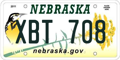 NE license plate XBT708