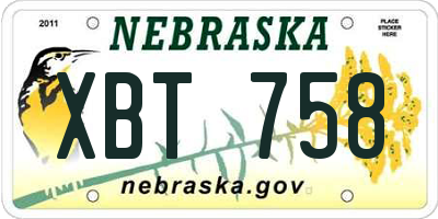 NE license plate XBT758