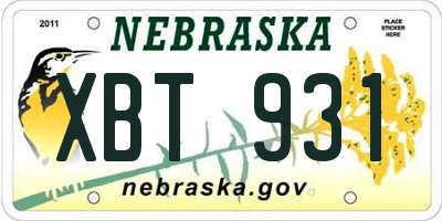 NE license plate XBT931