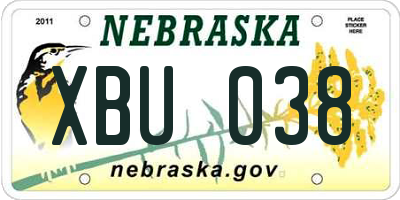 NE license plate XBU038