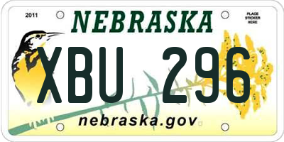 NE license plate XBU296