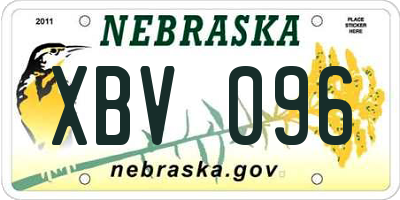 NE license plate XBV096