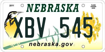 NE license plate XBV545
