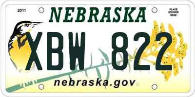 NE license plate XBW822