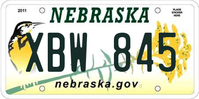 NE license plate XBW845