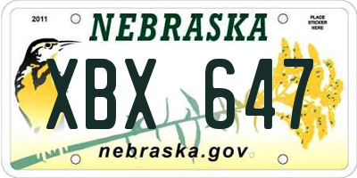 NE license plate XBX647