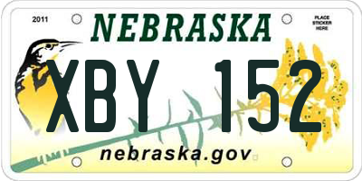 NE license plate XBY152