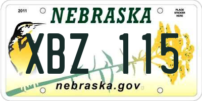 NE license plate XBZ115
