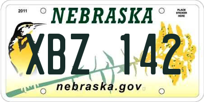 NE license plate XBZ142