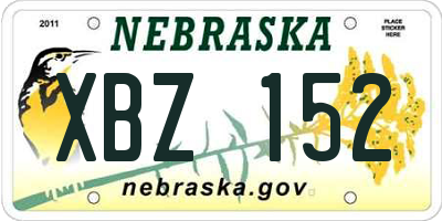 NE license plate XBZ152