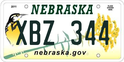 NE license plate XBZ344
