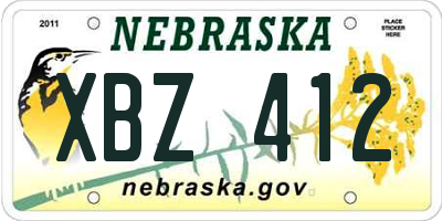 NE license plate XBZ412