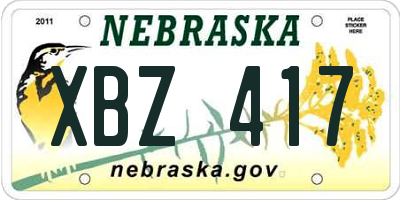 NE license plate XBZ417