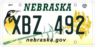 NE license plate XBZ492