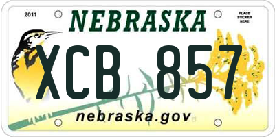 NE license plate XCB857