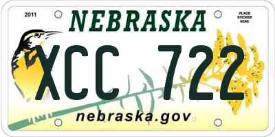 NE license plate XCC722