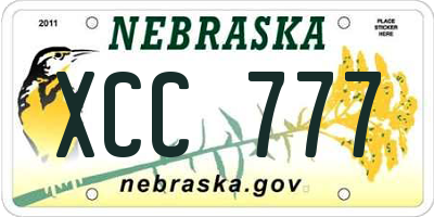NE license plate XCC777