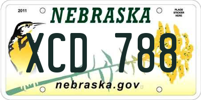NE license plate XCD788