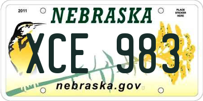 NE license plate XCE983