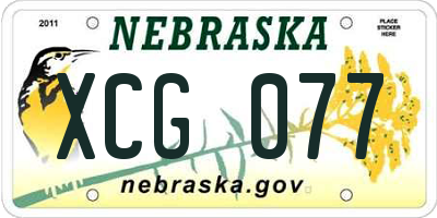 NE license plate XCG077