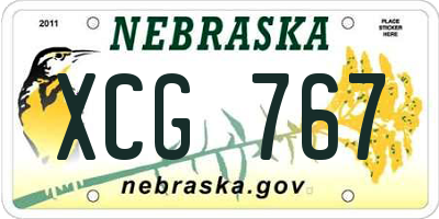NE license plate XCG767
